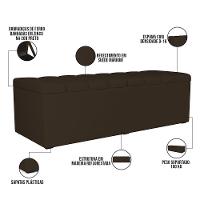 Kit Cabeceira Cama Box Casal King 195cm Com Calçadeira Baú Dália W01 Suede Marrom - Lyam - 6