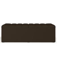 Kit Cabeceira Cama Box Casal King 195cm Com Calçadeira Baú Dália W01 Suede Marrom - Lyam - 10