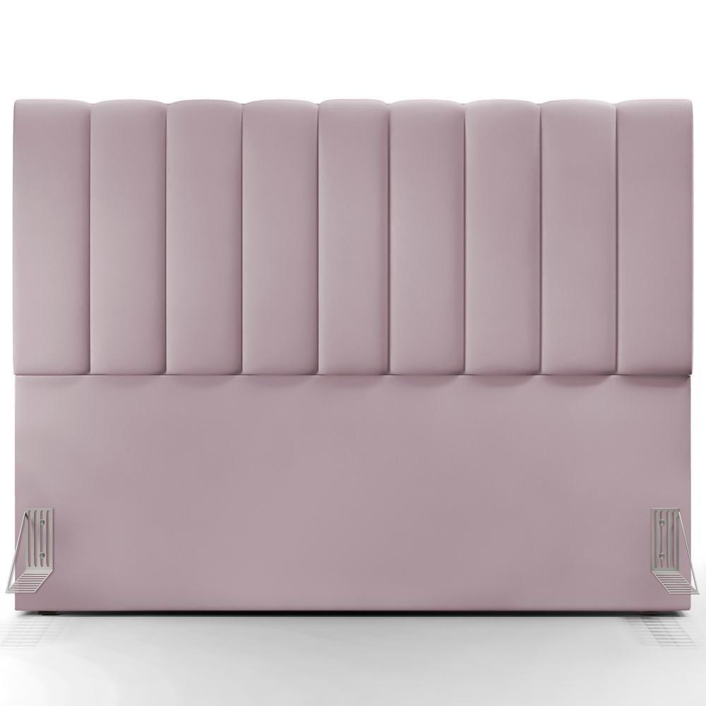 Kit Cabeceira Cama Box Casal King 195cm Com Calçadeira Baú Dália W01 Suede Rosê - Lyam - 7