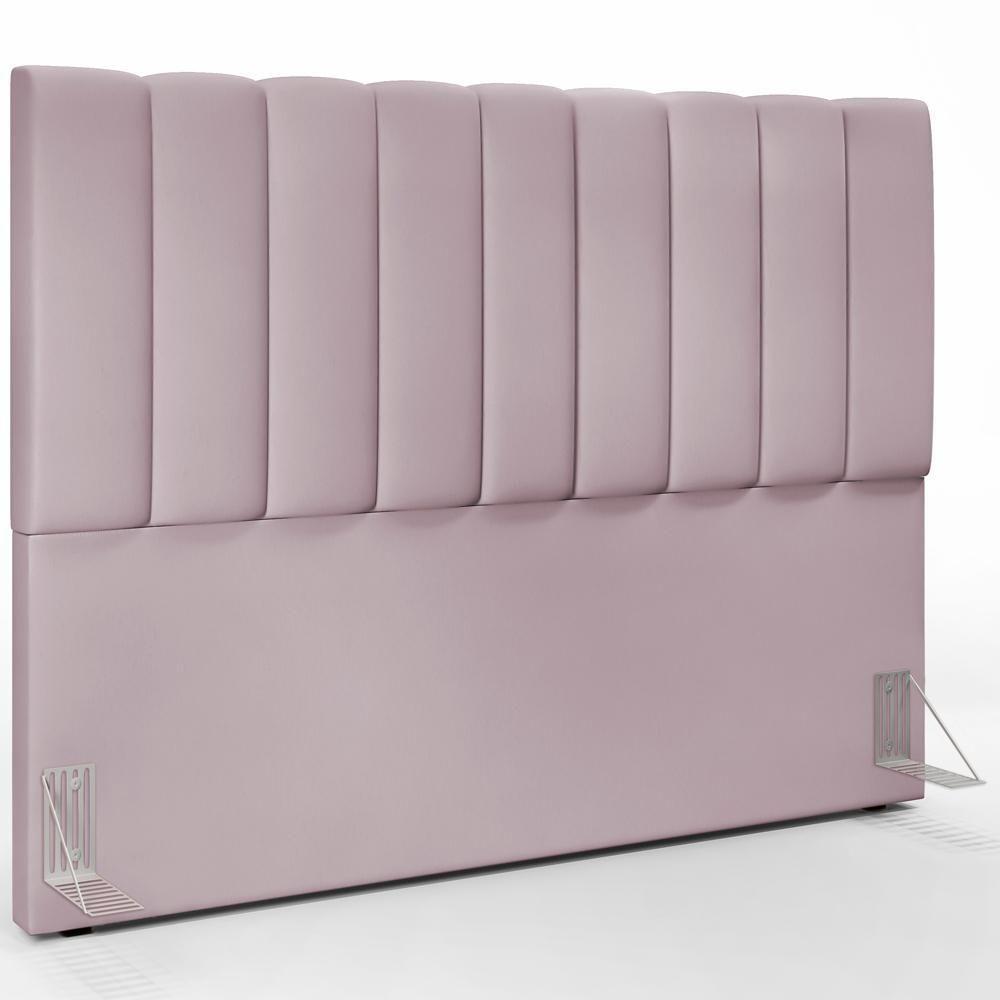 Kit Cabeceira Cama Box Casal King 195cm Com Calçadeira Baú Dália W01 Suede Rosê - Lyam - 9