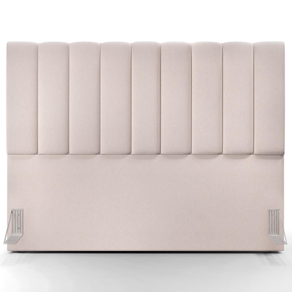 Kit Cabeceira Cama Box Casal King 195cm Com Calçadeira Baú Dália W01 Linho Cru - Lyam - 9