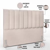 Kit Cabeceira Cama Box Casal King 195cm Com Calçadeira Baú Dália W01 Linho Cru - Lyam - 5