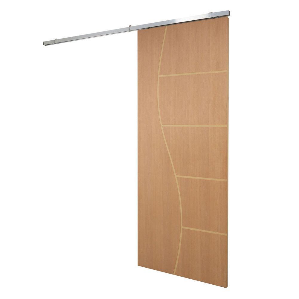 Porta De Correr P- Verniz Frisada Kit Alumínio F07 - 210x100 - 1