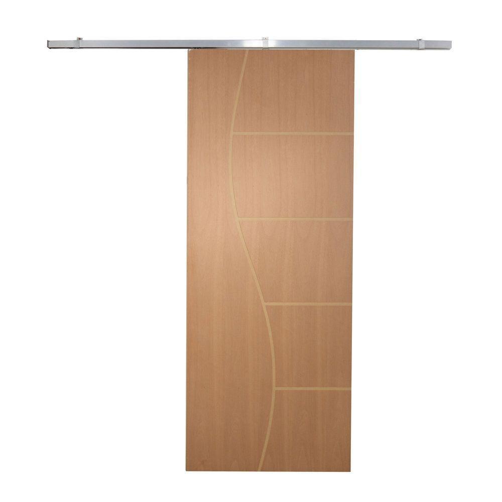 Porta De Correr P- Verniz Frisada Kit Alumínio F07 - 210x100 - 2