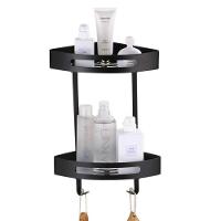 Suporte Canto 2 Prateleiras Banheiro Parede Organizador Aluminio Preto - 2