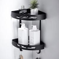 Suporte Canto 2 Prateleiras Banheiro Parede Organizador Aluminio Preto - 3