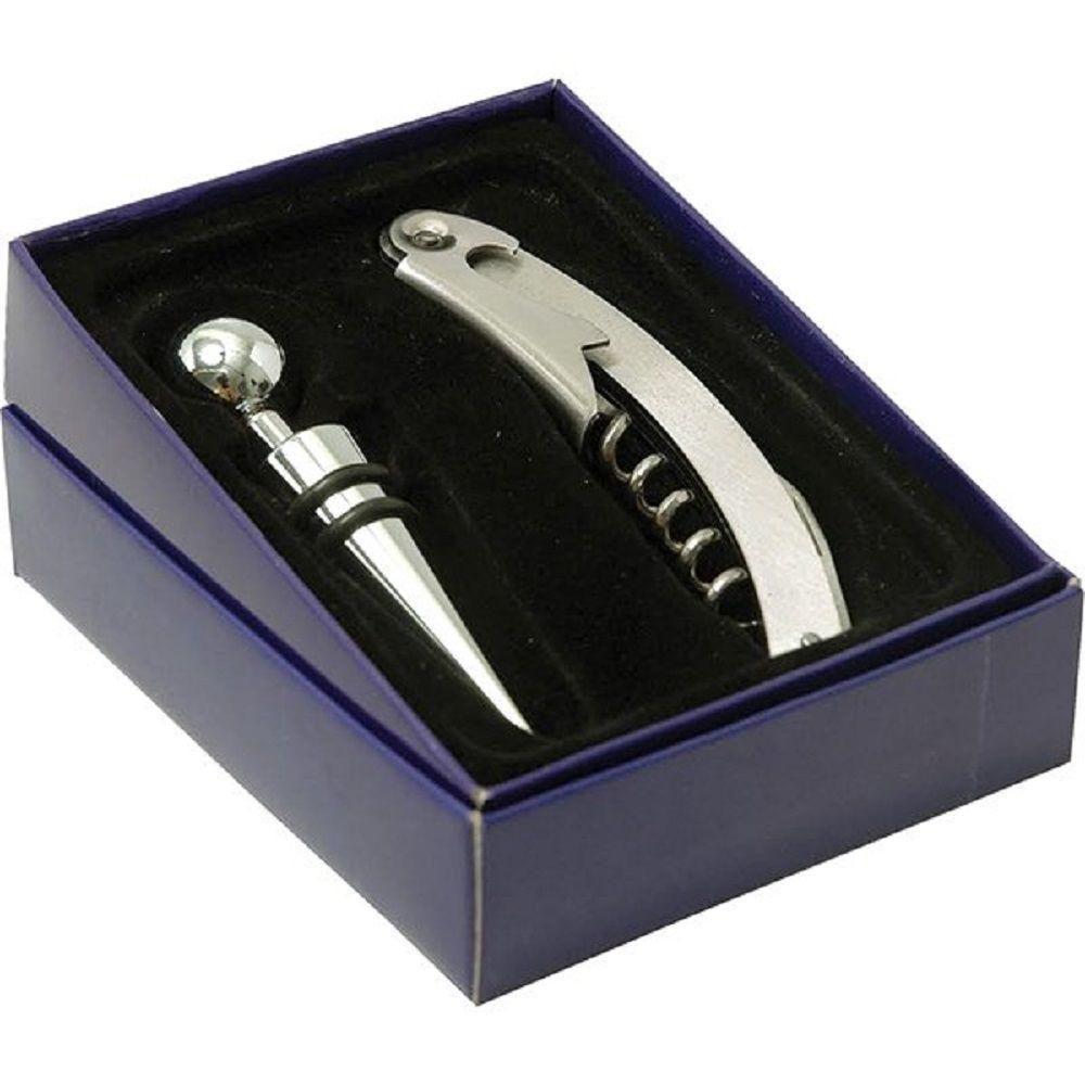 Kit Vinho 2 Peças Abridor Saca Rolha E Tampa Para Garrafa - 2