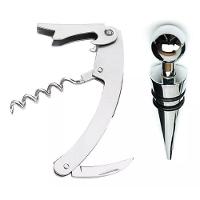 Kit Vinho 2 Peças Abridor Saca Rolha E Tampa Para Garrafa - 1