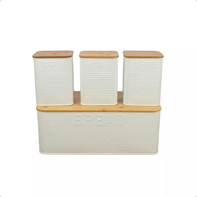 Conjunto Porta Pão Bambu 3 Potes White Bh23353