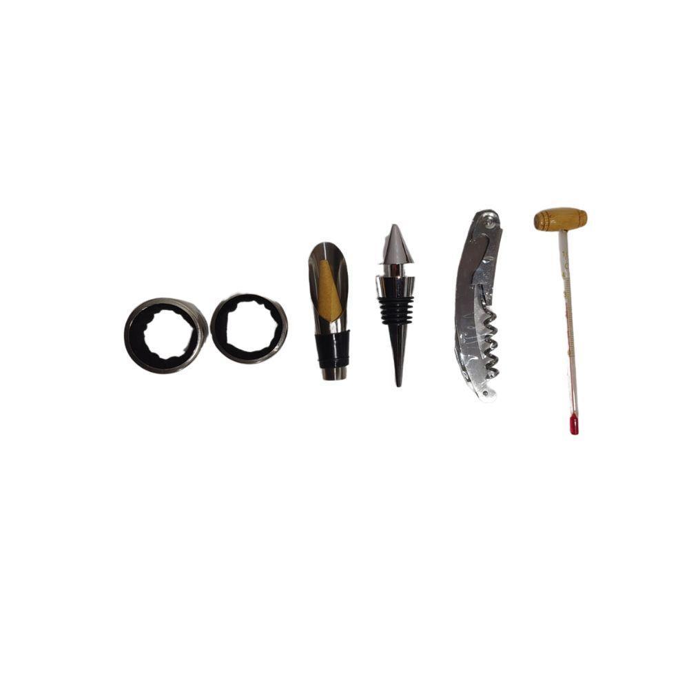 Kit Abridor De Vinho Saca Rolhas 7 Peças Suporte De Bambu - 2