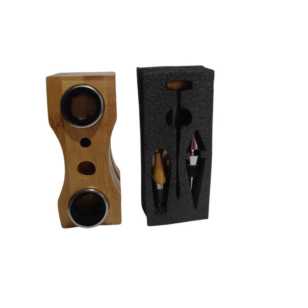 Kit Abridor De Vinho Saca Rolhas 7 Peças Suporte De Bambu - 5