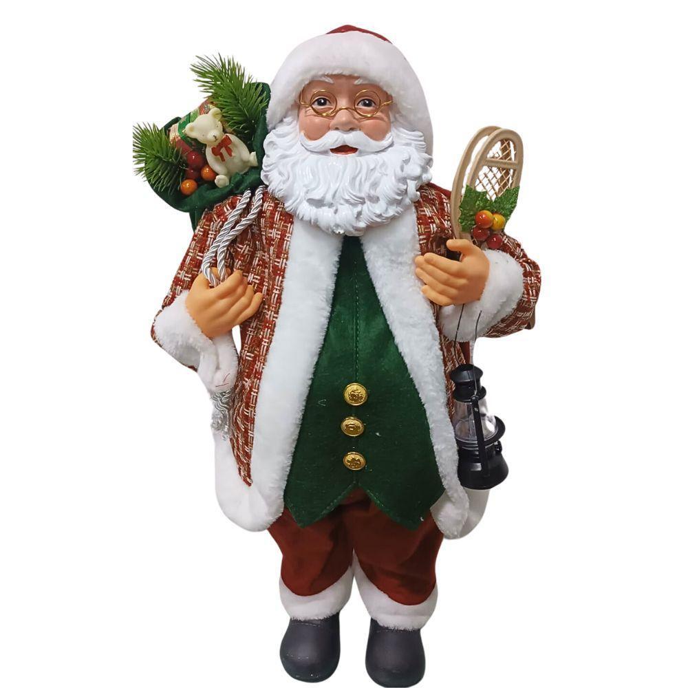 Papai Noel Sc Pres C-colete Xadrez Vm-vd 60cm Magizi - 1