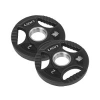 Par Anilha Olímpica 2 Kg Lion Para Musculação Vulcanizada Em Aço Maciço Revestido Em Borracha Resistente - 1