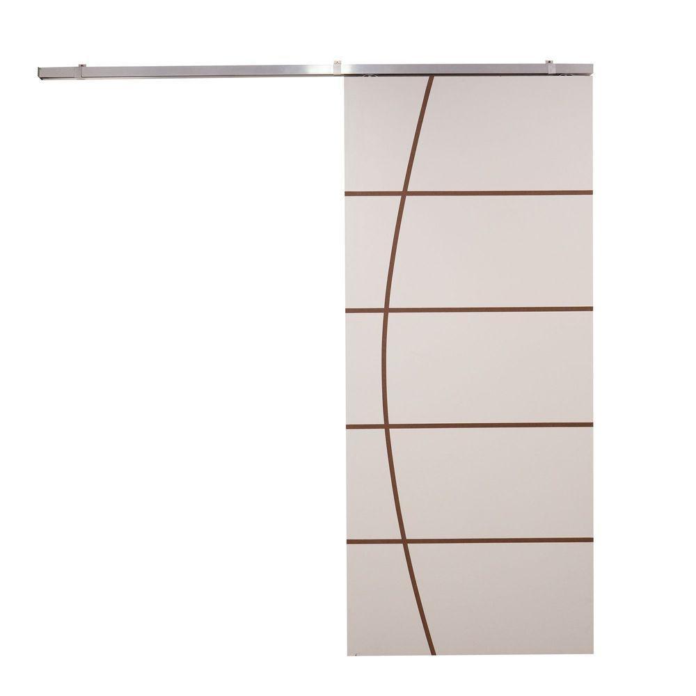 Porta De Correr Branco Prime Frisada Kit Alumínio F01 - 210x80 - 1