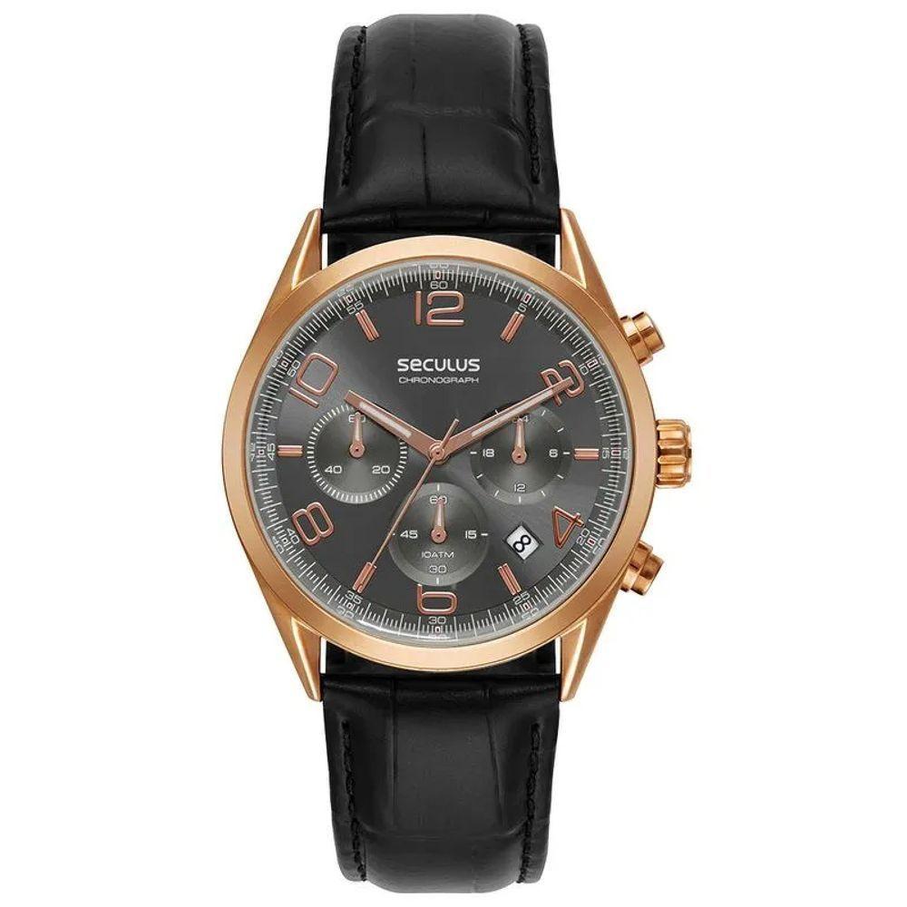 Relógio Seculus Cronógrafo 77308gpsvrc3 Vidro Abaulado Couro Rosé - 1