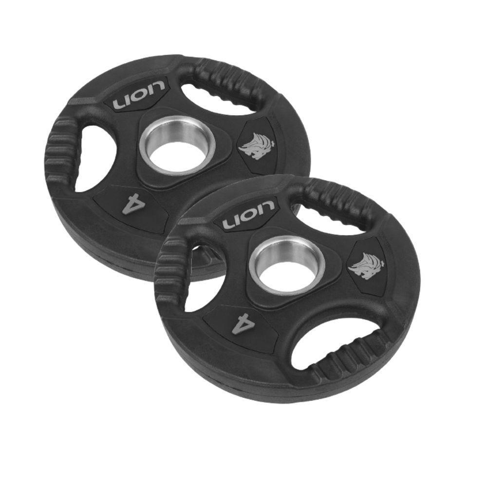 Par Anilha Olímpica 4 Kg Lion Para Musculação Vulcanizada Em Aço Maciço Revestido Em Borracha Resistente - 1