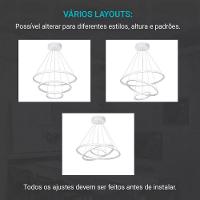 Lustre Pendente Luminaria 3 Em 1 Arcos Argolas Regulaveis Aneis Bivolt Decoraçao Ajustavel Casa Quarto Sala - 6