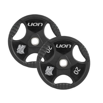 Par Anilha Olímpica 20 Kg Lion Para Musculação Vulcanizada Em Aço Maciço Revestido Em Borracha Resistente