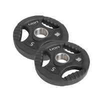 Par Anilha Olímpica 5 Kg Lion Para Musculação Vulcanizada Em Aço Maciço Revestido Em Borracha Resistente - 1