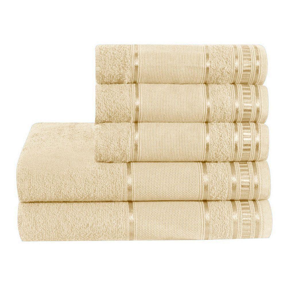 Jogo De Toalha De Banho 5 Peças Premium Baunilha - 1