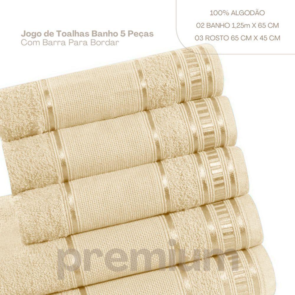 Jogo De Toalha De Banho 5 Peças Premium Baunilha - 3