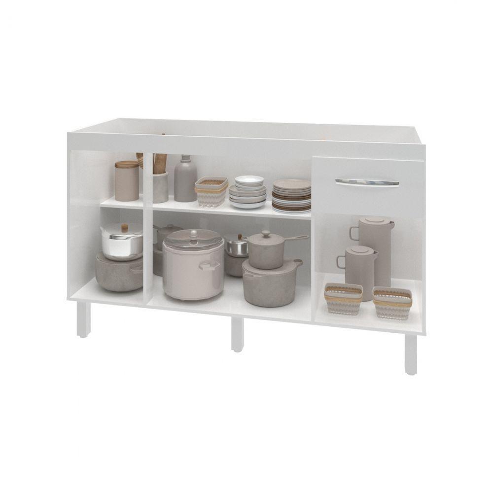 Balcão Cozinha Armário Gabiente Pia De 140 Cm Com 4 Portas E 1 Gavetas Camila Branco - 3