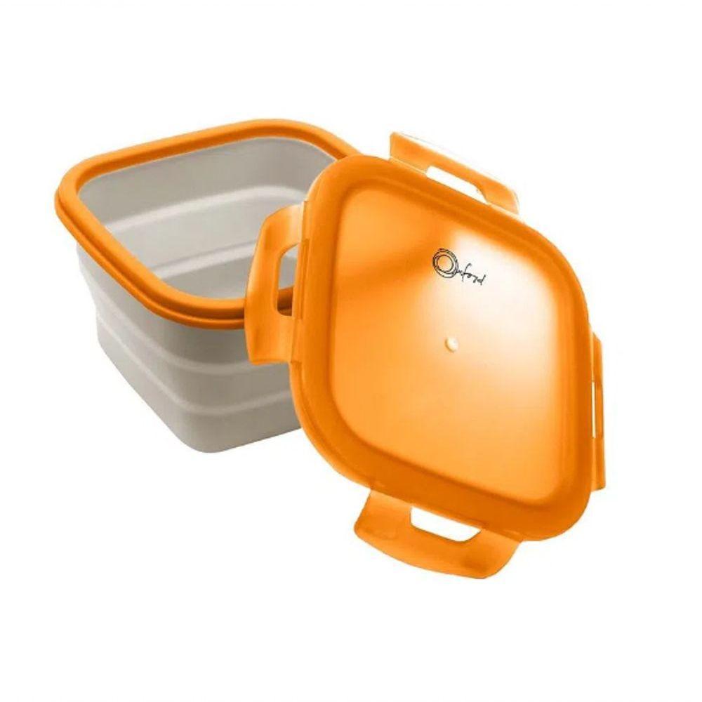 Pote Hermético Retrátil De Silicone Quadrado 14cm Laranja - 1