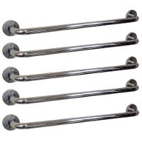 Alça Apoio Kit 5 Uni Aço Inox 50cm Idoso Acessibilidade Pcd Cadeirante Gestante Suporte Anti Queda Banho Box Banheiro - 1