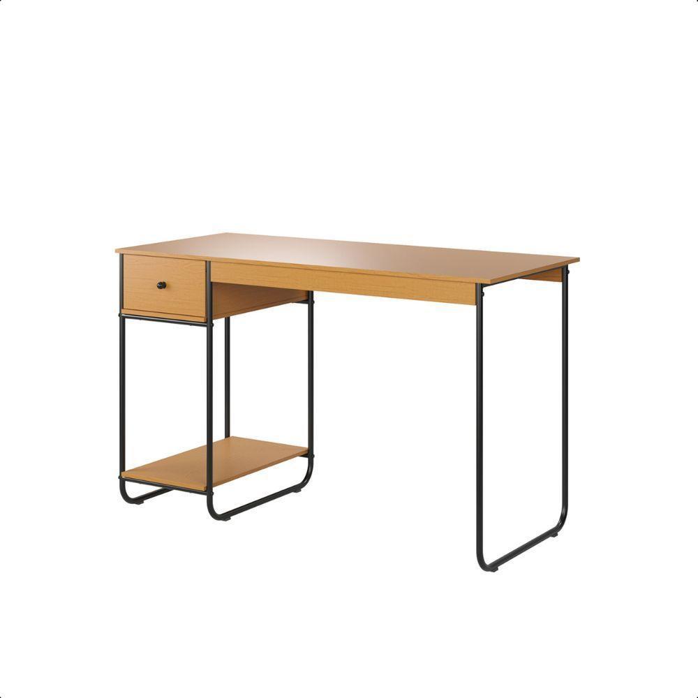 Mesa Home Office Em Aço 125 X 55 Cm Com Gaveta Criare Canela - 4