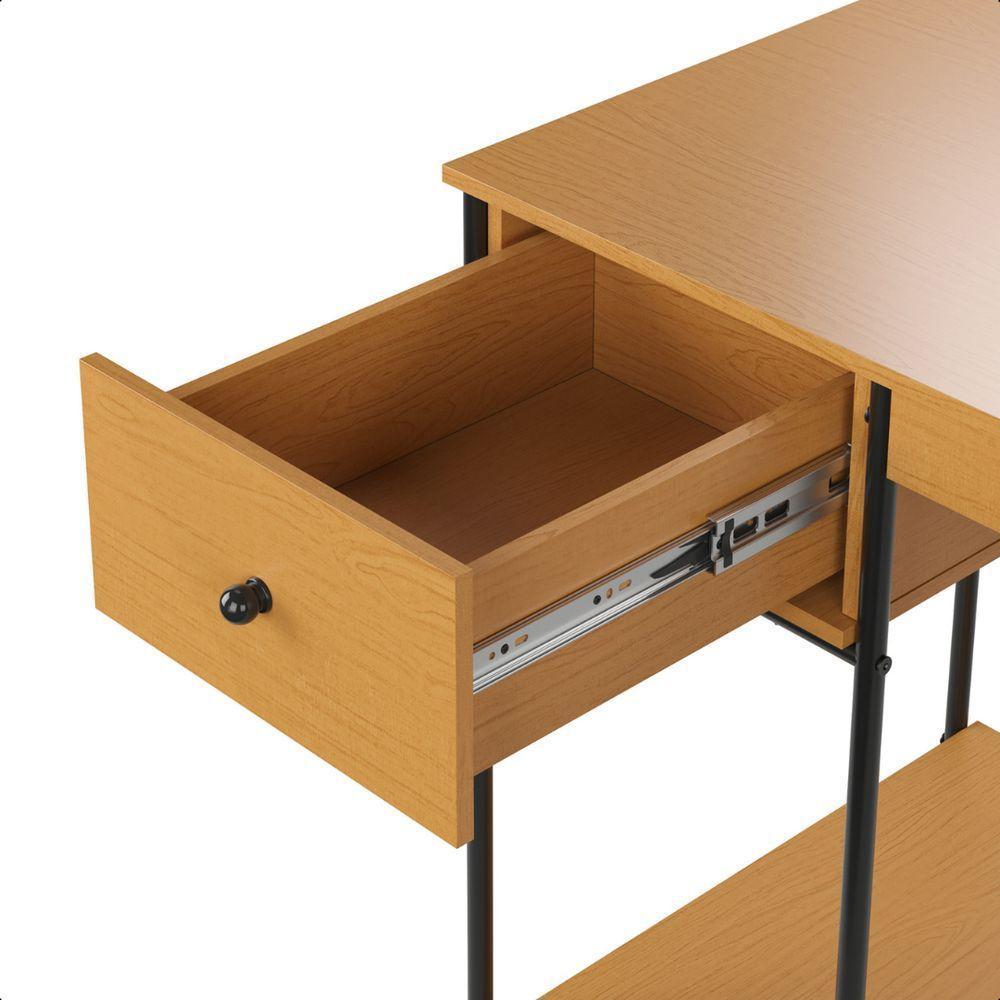 Mesa Home Office Em Aço 125 X 55 Cm Com Gaveta Criare Canela - 5