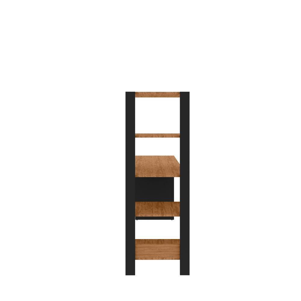 Mesa Escrivanha Home Office Mdf Com Prateleiras Artemis Canela - 6