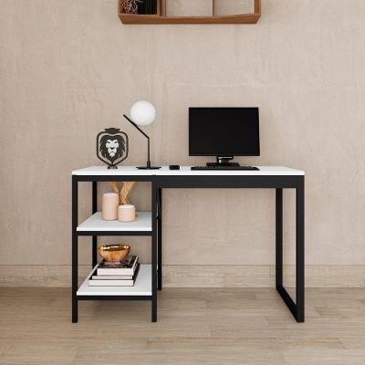 Home Office Slim Aço E Mdp Para Estudo E Trabalho Preto Branco