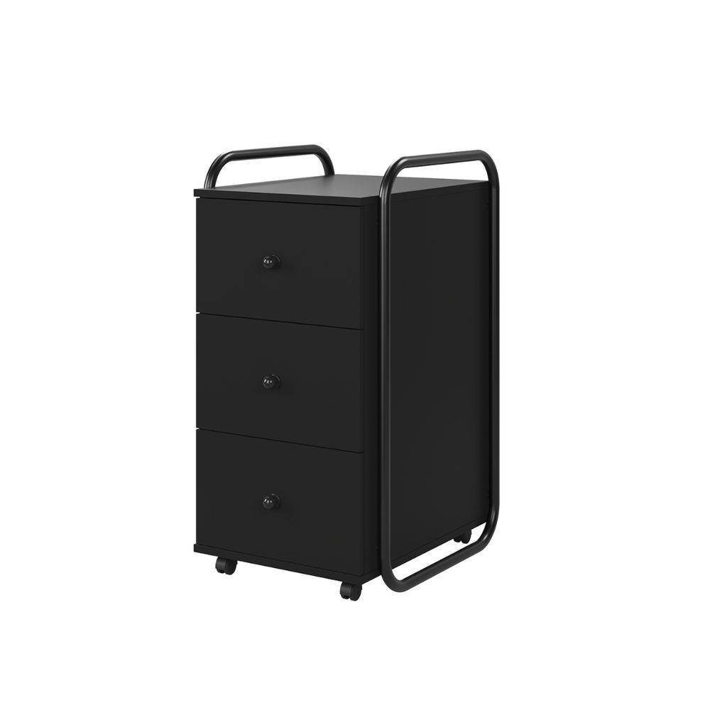 Gaveteiro Para Escritório 3 Gavetas Estilo Industrial Criare Preto - 6