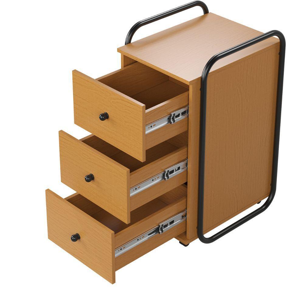 Gaveteiro Auxiliar Porta Documentos Com Rodízios 3 Gavetas Criare Canela - 2
