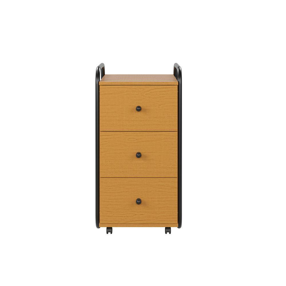 Gaveteiro Auxiliar Porta Documentos Com Rodízios 3 Gavetas Criare Canela - 5