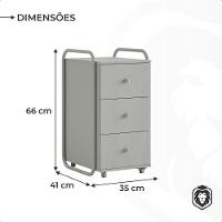 Gaveteiro Auxiliar Porta Documentos Com Rodízios 3 Gavetas Criare Canela - 7