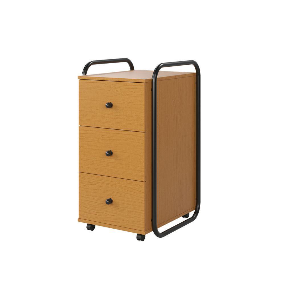 Gaveteiro Escritório Organizador 3 Gavetas Com Rodinhas Criare Canela - 2