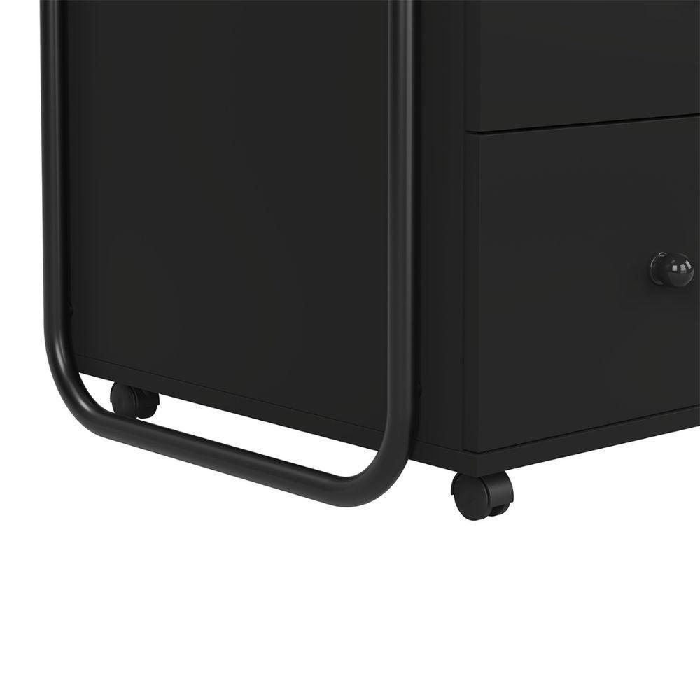 Gaveteiro Escritório Organizador 3 Gavetas Com Rodinhas Criare Preto - 5