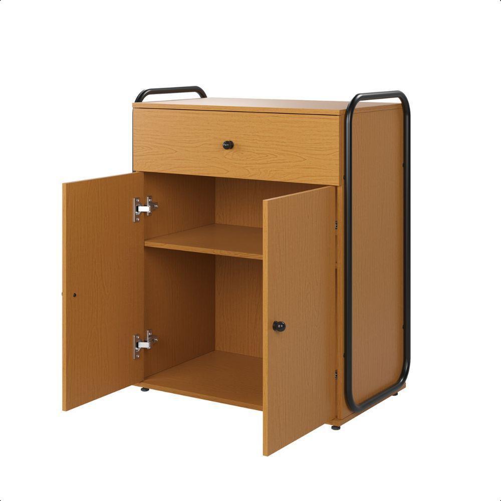 Armário De Escritório 2 Portas Com Gaveta Multiuso Criare Canela - 3