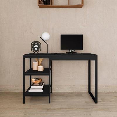 Mesa Para Computador Estilo Industrial Office Com Prateleira Slim Preto