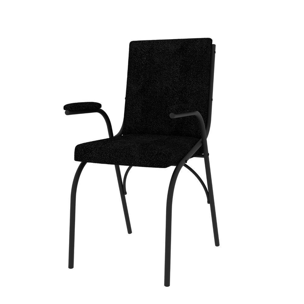 Cadeira Office Estofada Alta Resistência Em Aço Onix Preto - 5