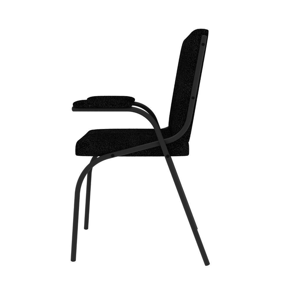 Cadeira Office Estofada Alta Resistência Em Aço Onix Preto - 6