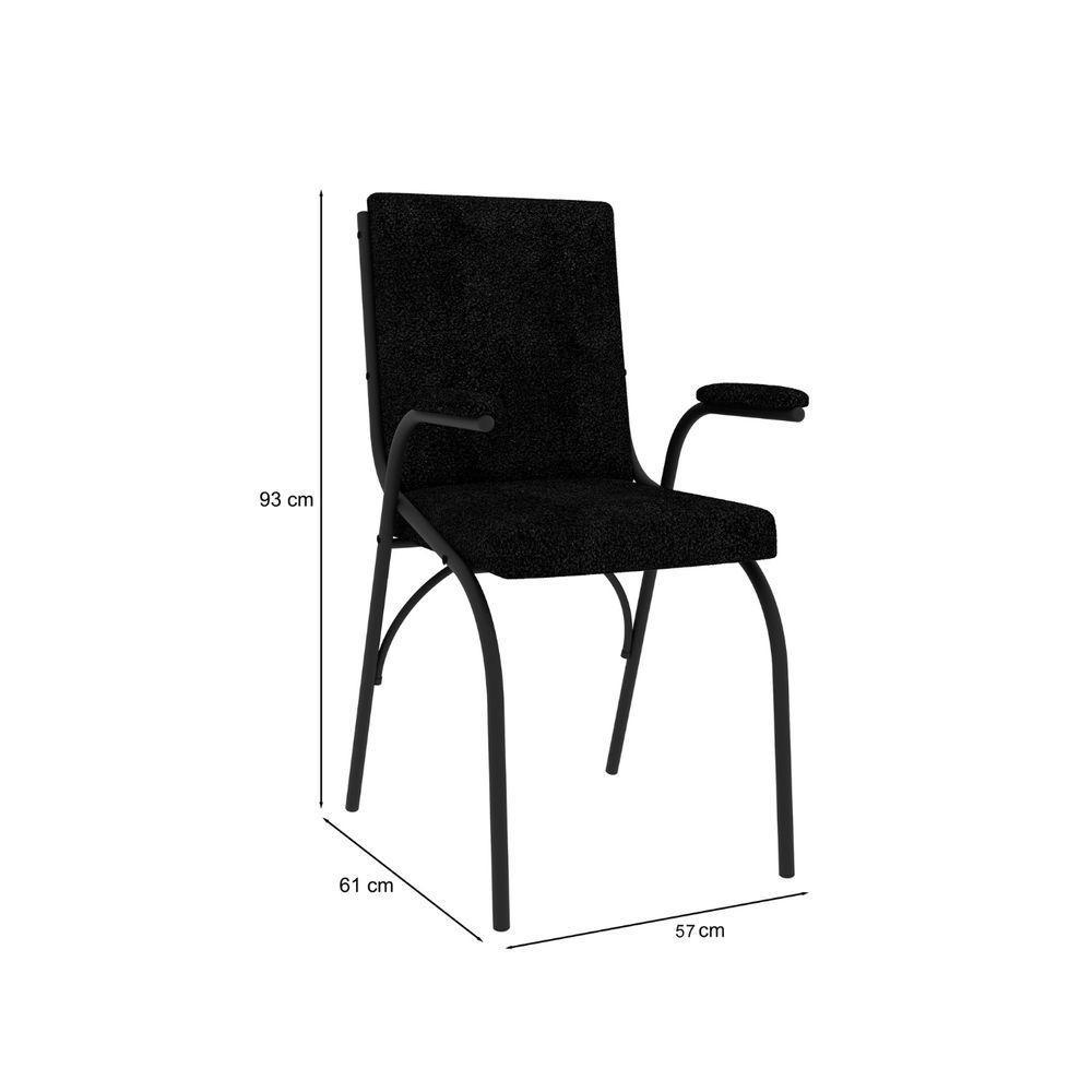 Cadeira Office Com Estofado Secretária Aço Forte Onix Preto - 7