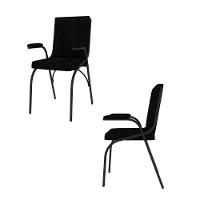 Cadeira Office Com Estofado Secretária Aço Forte Onix Preto - 2