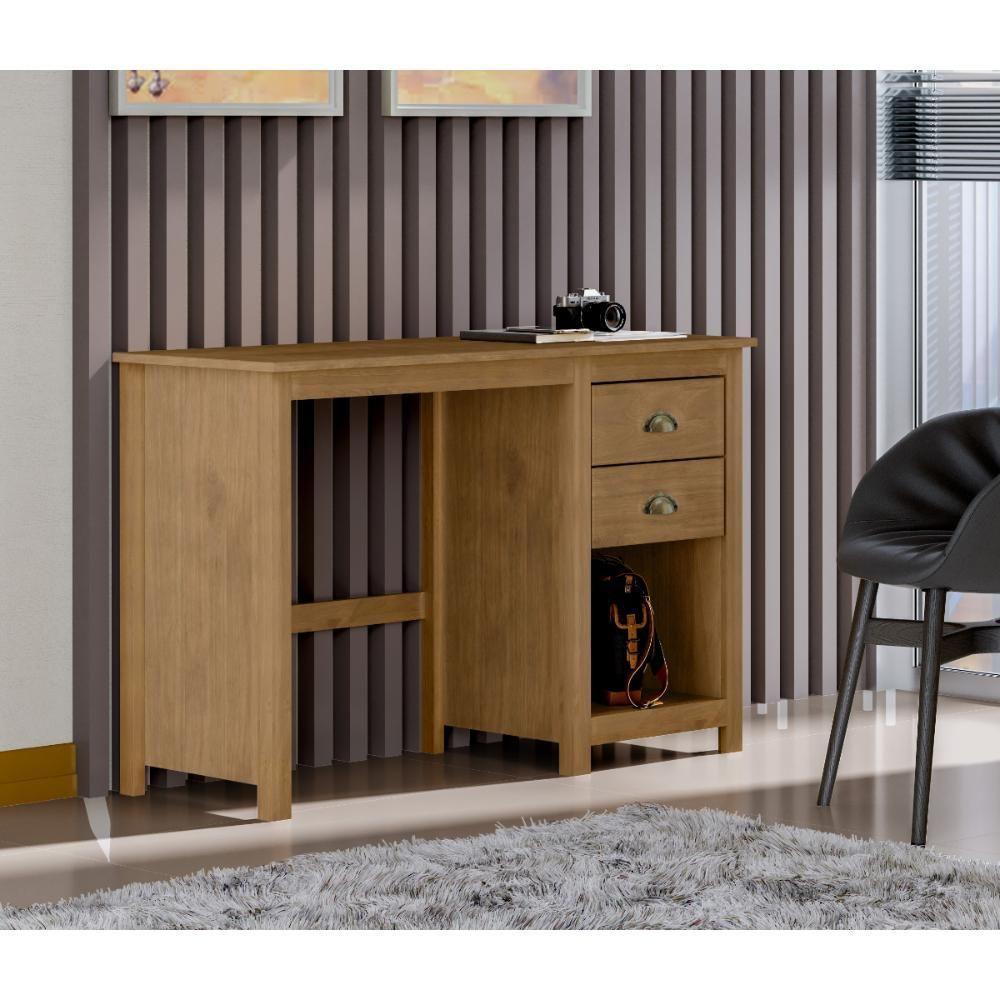 Escrivaninha Em Madeira 2 Gavetas Linha Topázio - Freijó - 3