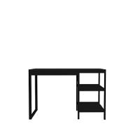 Mesa Office Slim Com Prateleiras Práticas Em Aço E Mdf Preto - 2