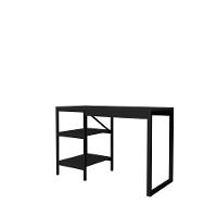 Mesa Office Slim Com Prateleiras Práticas Em Aço E Mdf Preto