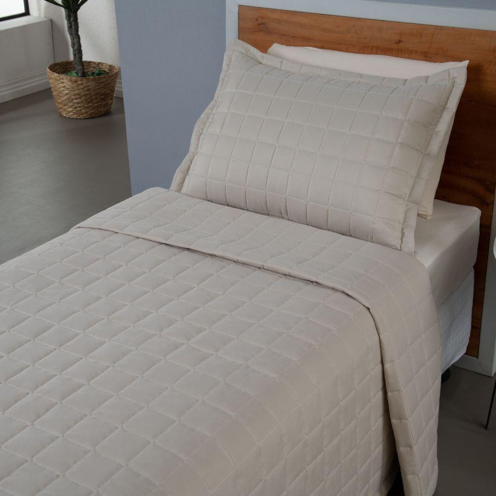 Kit Cobre Leito Matelado Dupla Face Soft 2 Peças Solteiro 100% Poliéster - Areia - 3