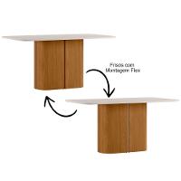 Mesa De Jantar 6 Lugares Retangular Tampo Vidro Verbena N01 Ypê Off White - Lyam Decor - 2