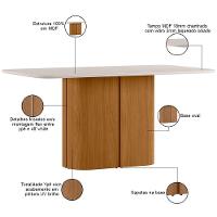 Mesa De Jantar 6 Lugares Retangular Tampo Vidro Verbena N01 Ypê Off White - Lyam Decor